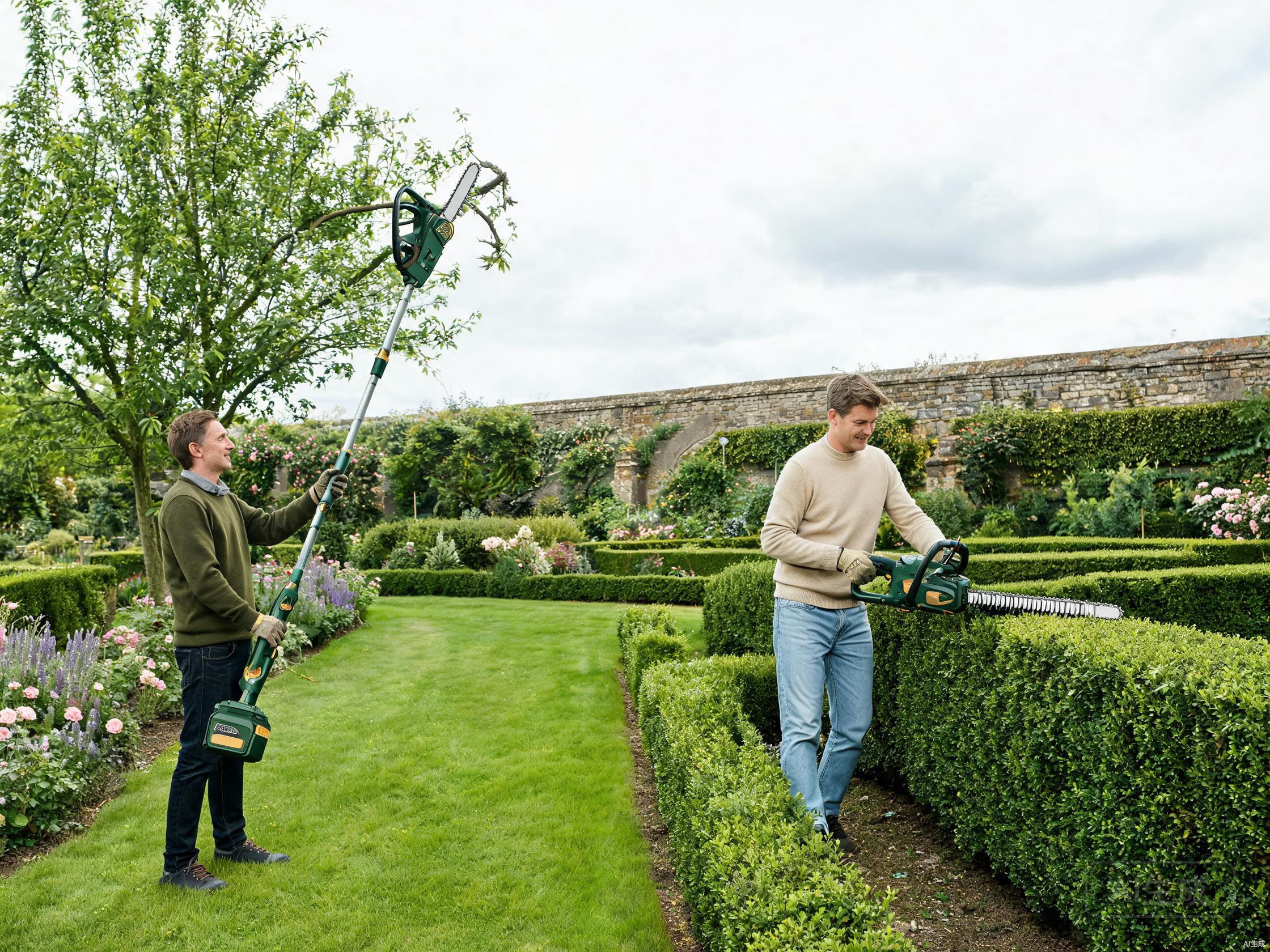 Garden pruning tools in use